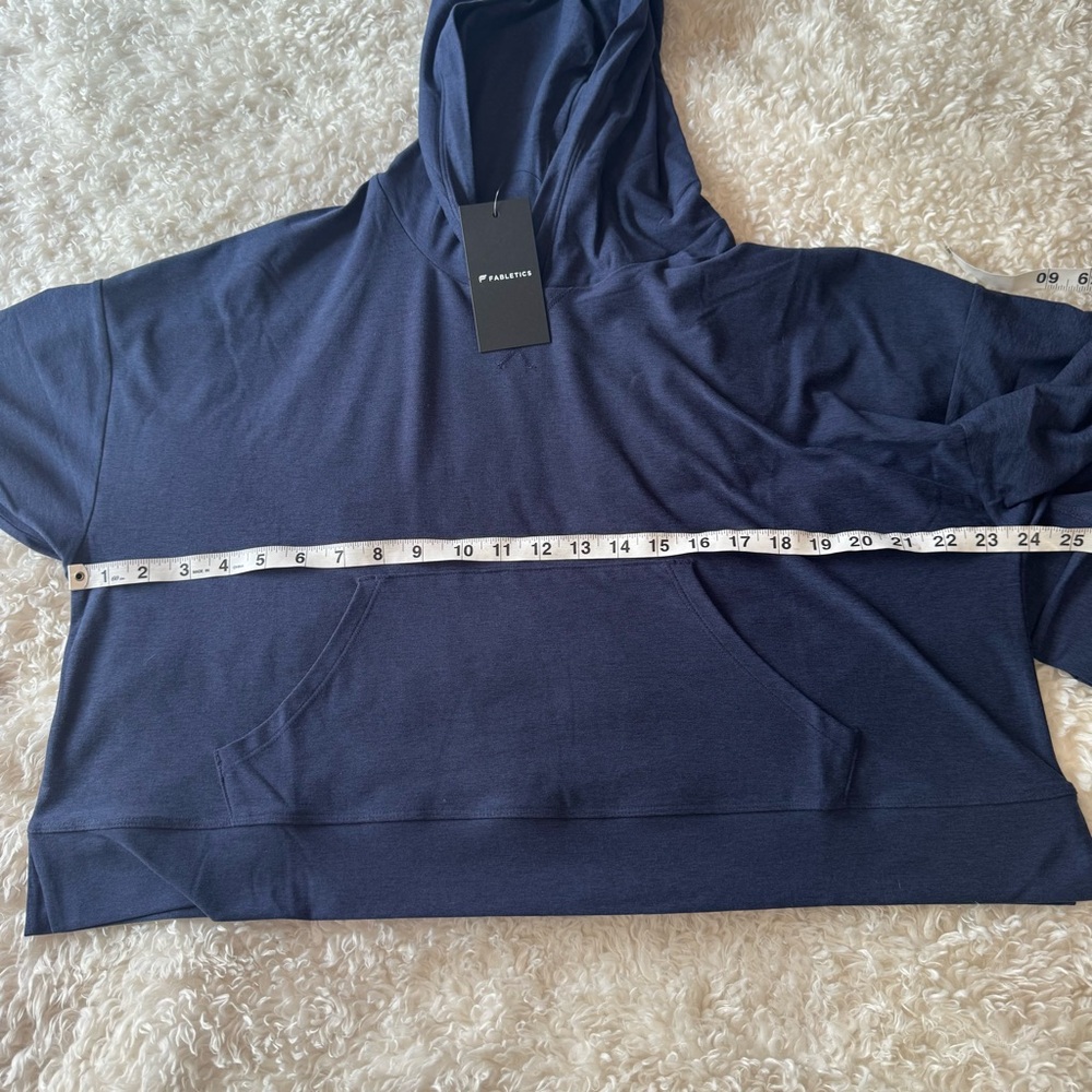 Fabletics Cloud Jersey Cropped Hoodie - Deep Navy Heather - Size Medium NEW - Picture 8 of 12